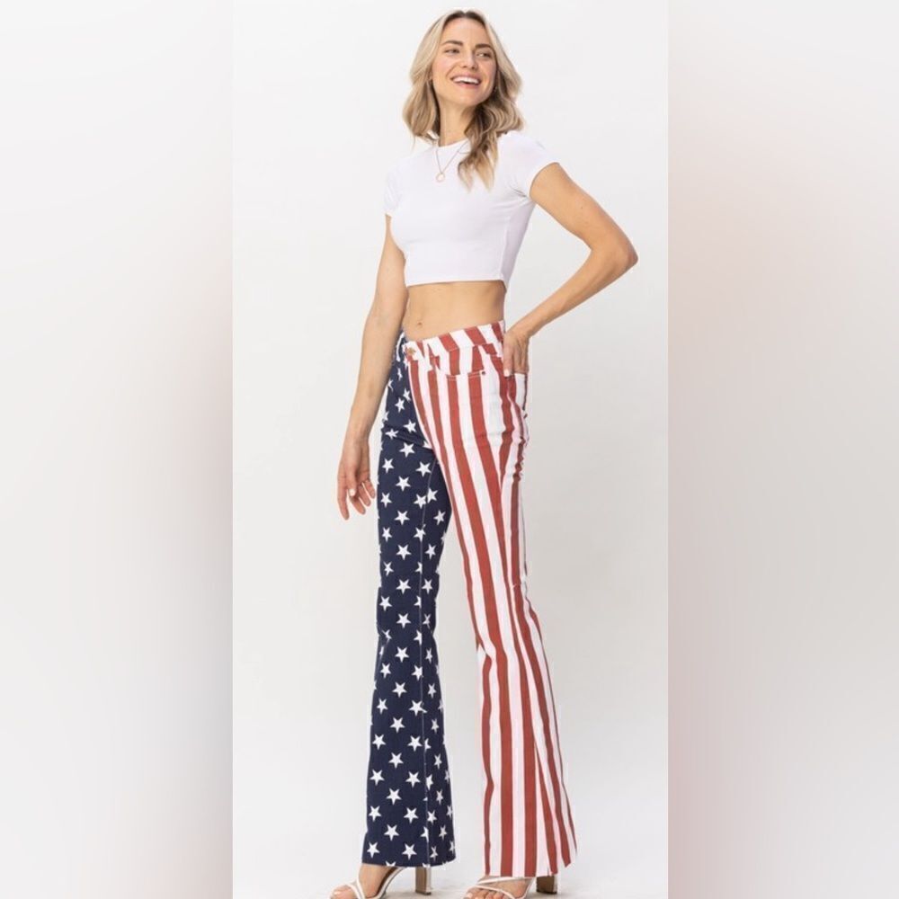 High Waist American Flag Print Flare - Picture 5 of 7
